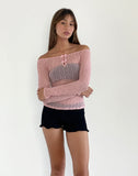 Image of Kazi Bardot Top in Crinkle Pink