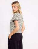 Image of Keiko Top in Stripe Jersey Tonal Brown