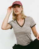 Image of Keiko Top in Stripe Jersey Tonal Brown