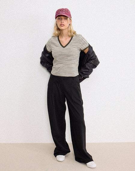 Nala Wide Pleat Trousers in Bitter Chocolate