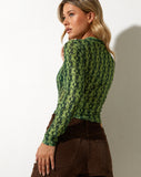 image of Kelly Cropped Shirt in Wavy Daisy Green