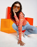 Image of Motel X Barbara Kristoffersen Kelly Shirt in 70s Ripple Tangerine