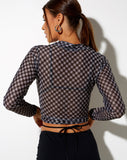 Image of Kelly Shirt in Mesh Diagonal Dogtooth Black and Tan