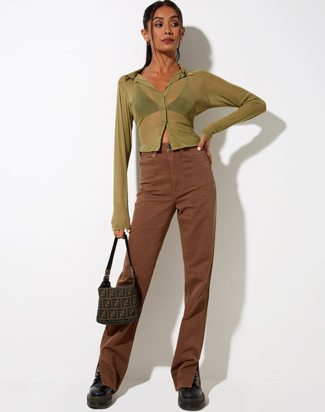 Image of Kelly Shirt in Mesh Olive