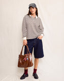 Image of Kemillau Baggy Shirt in Brown with White Stripes