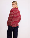 Image of Kemillau Baggy Shirt in Burgundy with White Stripes