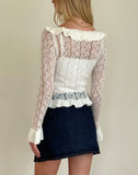 Image of Kenira Cardigan in Pointelle Knit Birch Cream