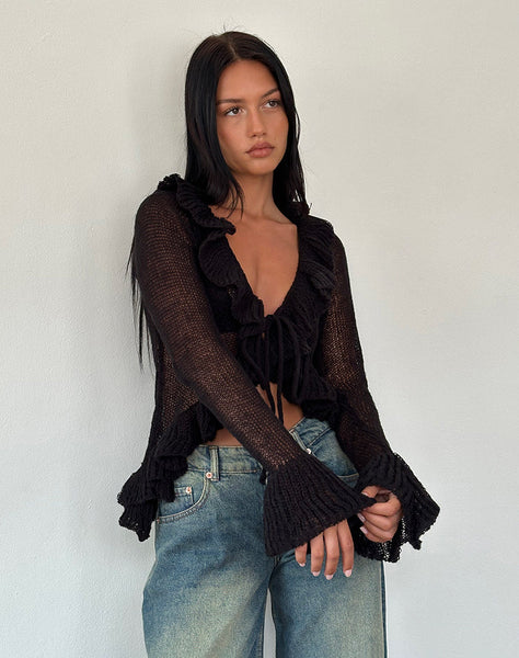 Image of Kendra Ruffle Cardi in Black