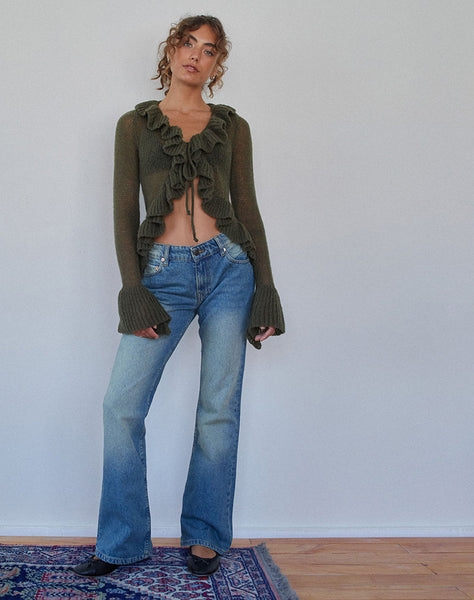 Image of Kendra Ruffle Cardi in Khaki