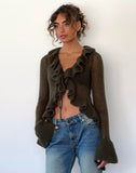 Image of Kendra Ruffle Cardi in Khaki