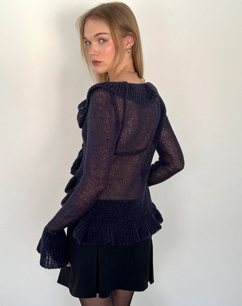 Image of Kendra Ruffle Cardi in Navy