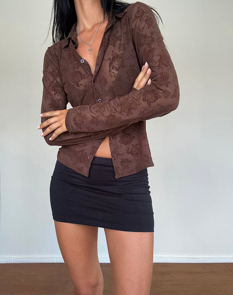 Image of Kenila Romantic Rose Shirt in Flock Brown