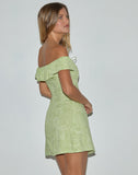 Image of Kenja Bardot Mini Dress in Retro Paisley Lime