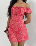 Image of Kenja Bardot Mini Dress in Retro Paisley Pink