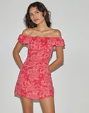 Image of Kenja Bardot Mini Dress in Retro Paisley Pink