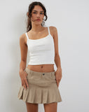 Image of Keripa Low Rise Pleated Mini Skirt in Stone Pinstripe