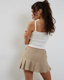 Image of Keripa Low Rise Pleated Mini Skirt in Stone Pinstripe