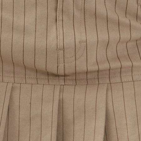 Keripa Low Rise Pleated Mini Skirt in Stone Pinstripe