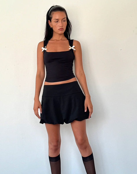 Image of Keshi Puff Ball Mini Skirt in Black