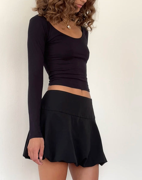 Image of Keshi Puff Ball Mini Skirt in Black