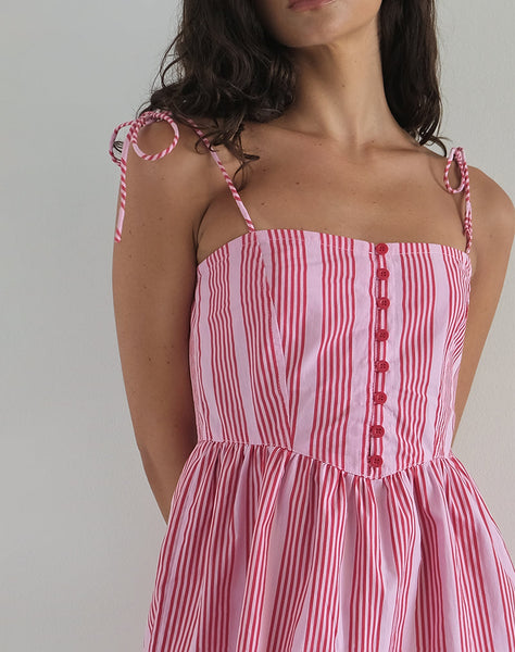 Image of Kesyani Mini Dress in Vertical Pink Stripe