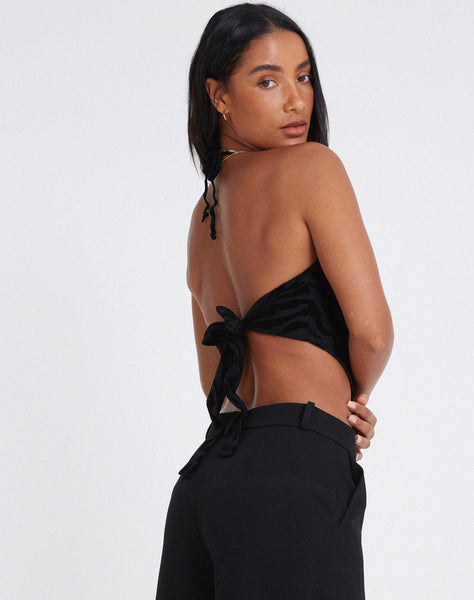 image of Ketia Crop Top in Zebra Flock Black