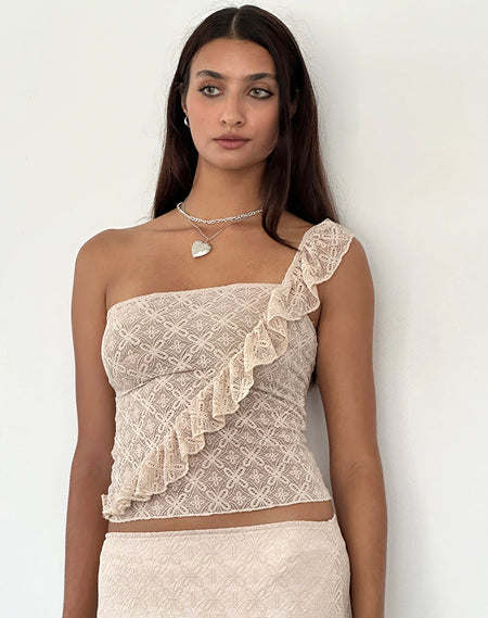 Peggy Bandeau Top in Pointelle Nude