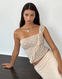 Image of Kezia Bandeau Frill Top in Textured Nude Lace