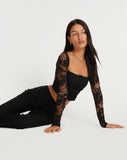 image of Khalifa Long Sleeve Top in Lace Black