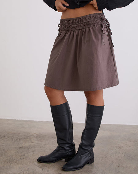 Atira Midi Skirt in Doodle Flower Flock Brown