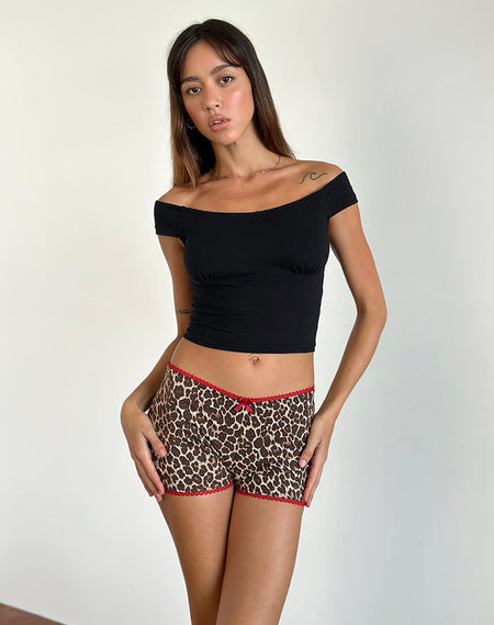 Carillo Vest Top in Rar Leopard Sandstorm with Red Trim