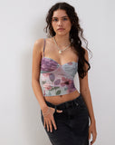 Image of Kikan Cropped Mesh Cami in Abstract Scrapbook