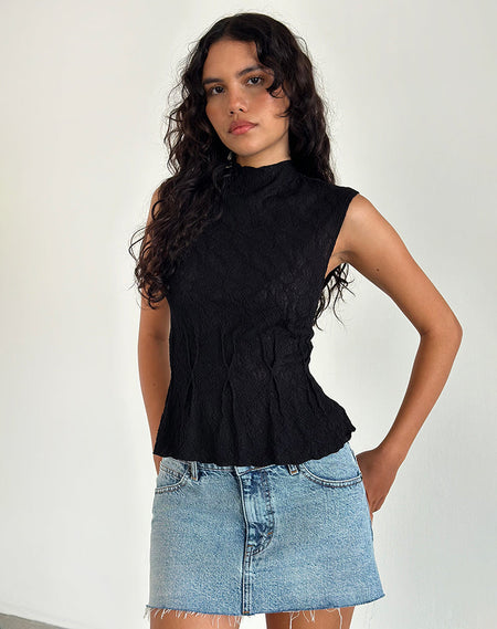 Palsi Tie Side Sleeveless Top in Black