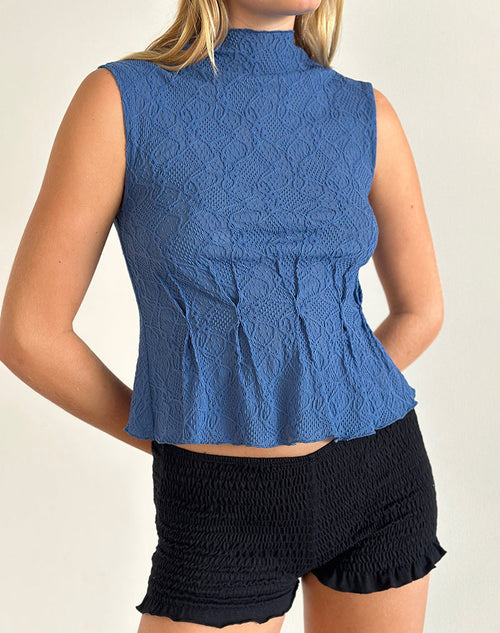 Image of Kimbra Sleeveless Top in Textured Blue