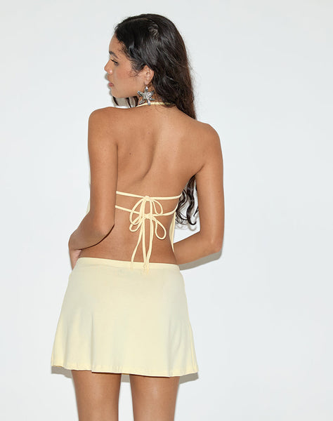 Image of Nidya A-Line Mini Skirt in Rayon Lemon