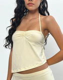 Image of Kins Asymmetric Halterneck Top in Rayon Lemon