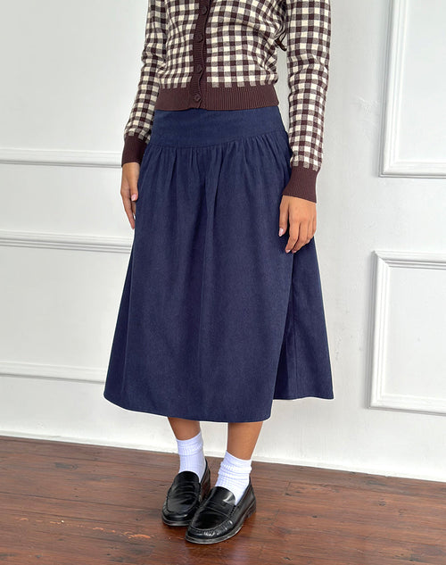 Image of Kiranila Midi Skirt in Baby Cord Ink Blue