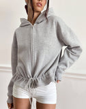 Image of Kit Cinched Waist Hoodie in Grey Marl