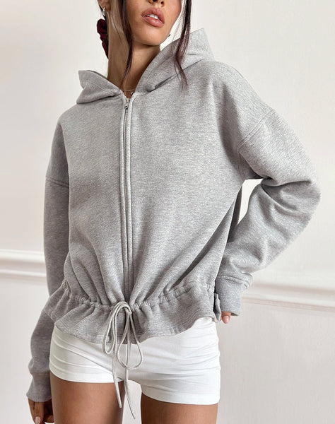 Image of Kit Cinched Waist Hoodie in Grey Marl