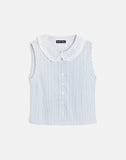 Image of Kitami Shirt in Linen White Blue Stripe