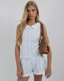 Image of Kitami Shirt in Linen White Blue Stripe