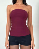 Image of Kivara Bandeau Tailored Top in Burgundy