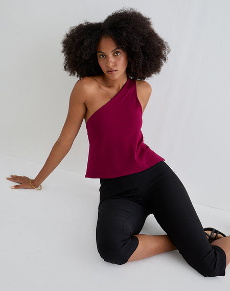Neida Drape Top in Cupro Burgundy