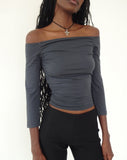 Image of Koby Off Shoulder Bardot Top in Ocean Storm