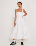 Image of Koizumi Tiered Maxi Dress in Poplin White