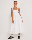 Image of Koizumi Tiered Maxi Dress in Poplin White