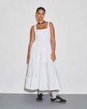 Image of Koizumi Tiered Maxi Dress in Poplin White