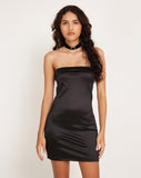 image of Kozumi Bandeau Mini Dress in Satin Black