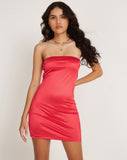 image of Kozumi Bandeau Mini Dress in Satin Red