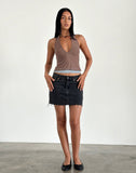 Image of Kubra Halter Top in Mesh Brown and Light Blue